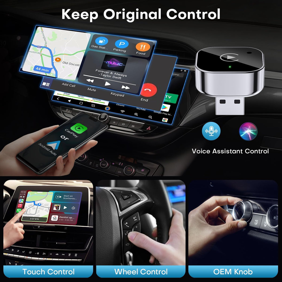 Adaptateur Sans Fil CarPlay et Android Auto pour Voitures - محول السيارة الذكي 2 في 1
