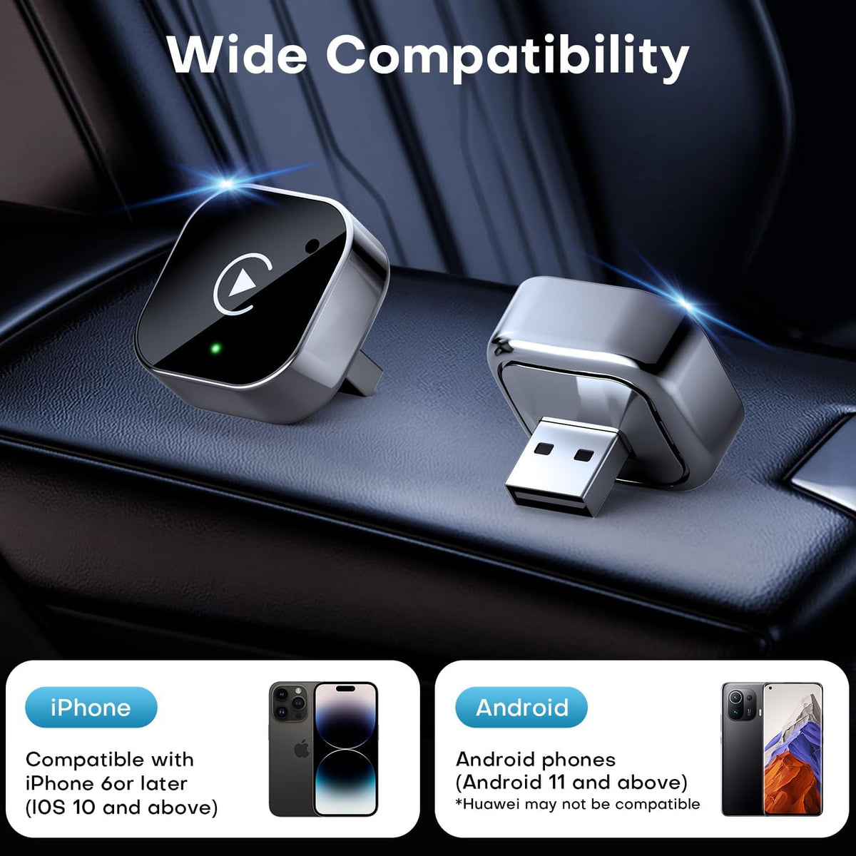 Adaptateur Sans Fil CarPlay et Android Auto pour Voitures - محول السيارة الذكي 2 في 1