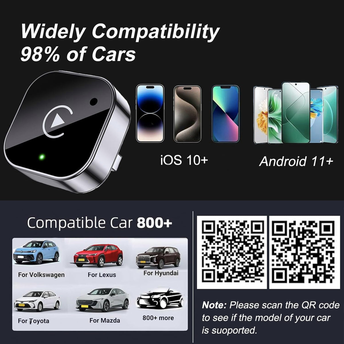 Adaptateur Sans Fil CarPlay et Android Auto pour Voitures - محول السيارة الذكي 2 في 1