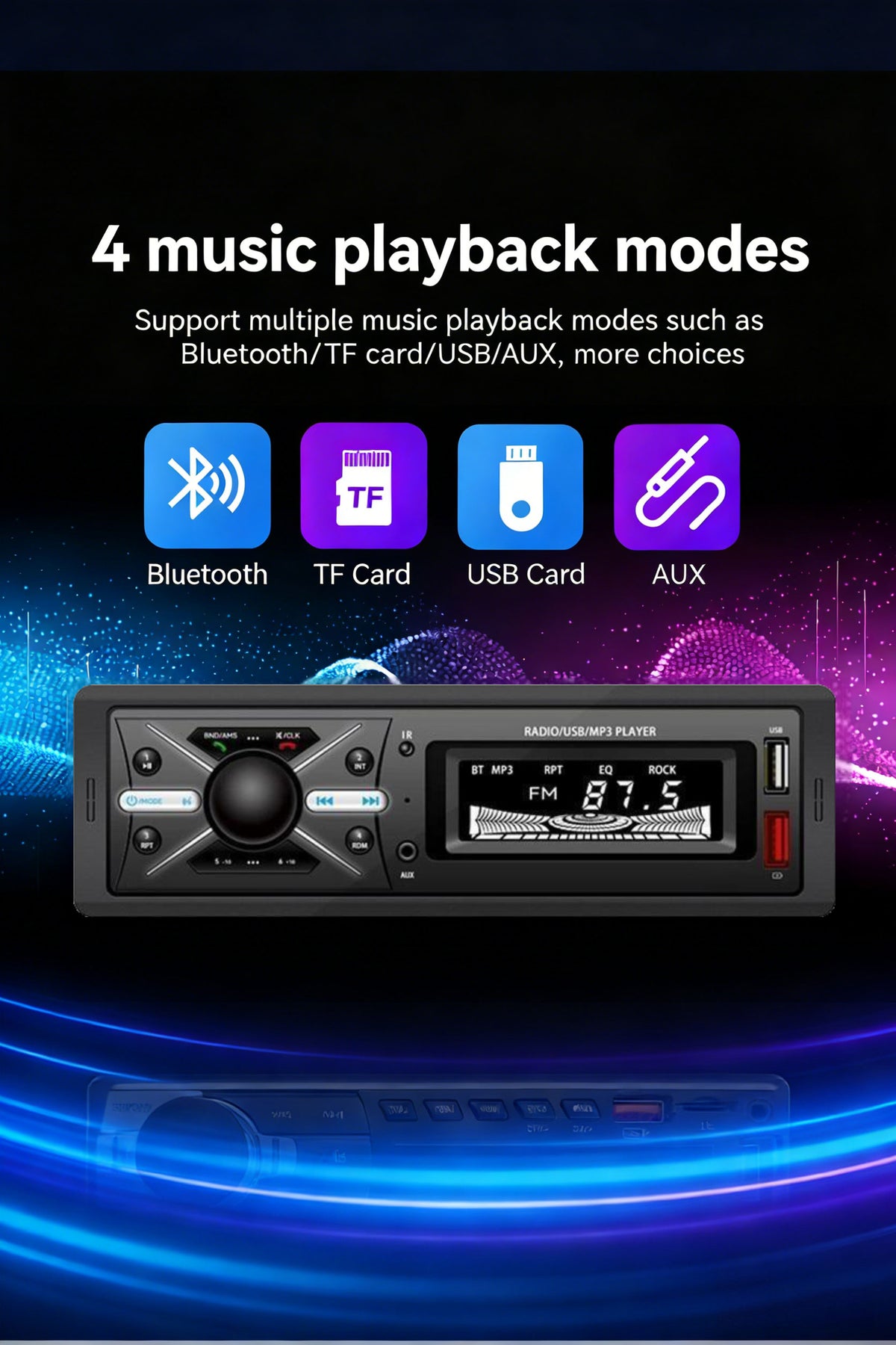 Autoradio MP3 Multimedia Player 1 DIN Bluetooth - جهاز راديو ومشغل وسائط السيارات مزود ببلوتوث