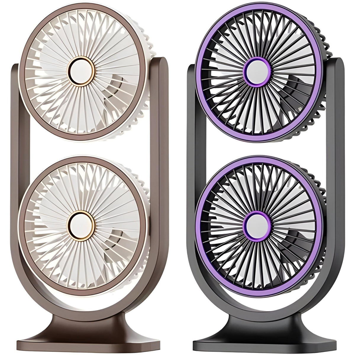 Ventilateur de Bureau Double Tête Rechargeable USB - مروحة المكتب المكتبية المزدوجة بـ 3 سرعات