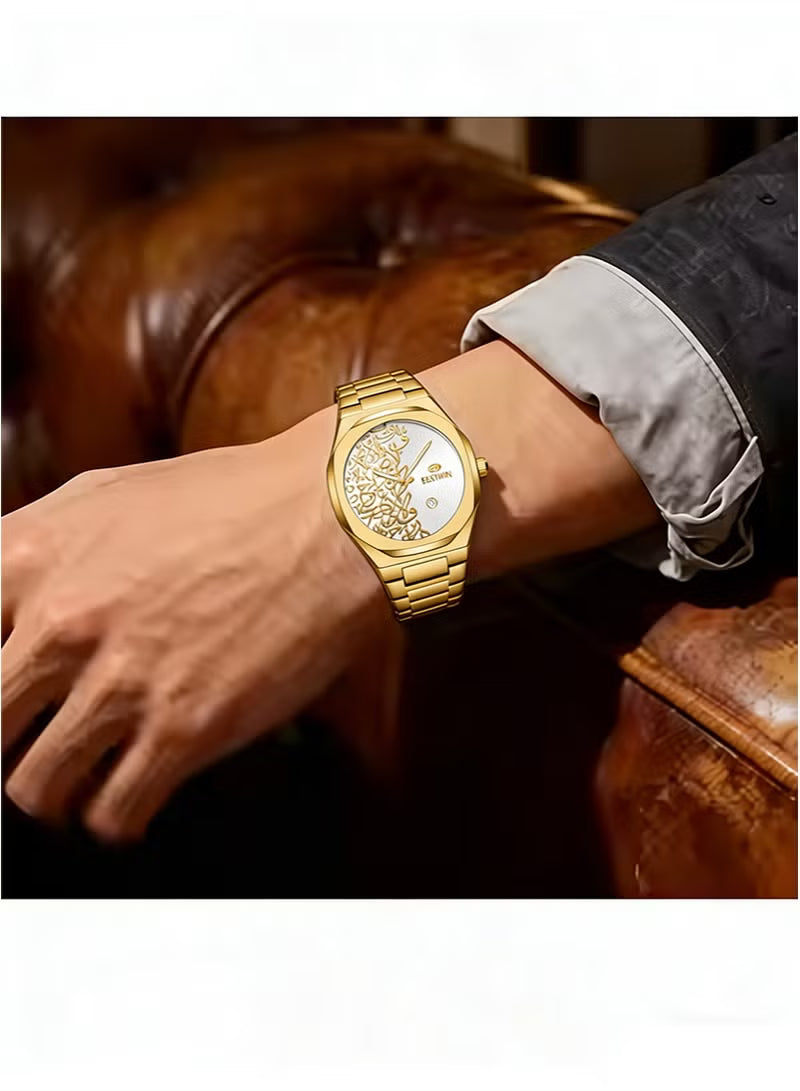 Montre Élégante avec Cadran en Calligraphie Arabe (3D Relief) - ساعة يد كلاسيكية بالخط العربي ثلاثي الأبعاد