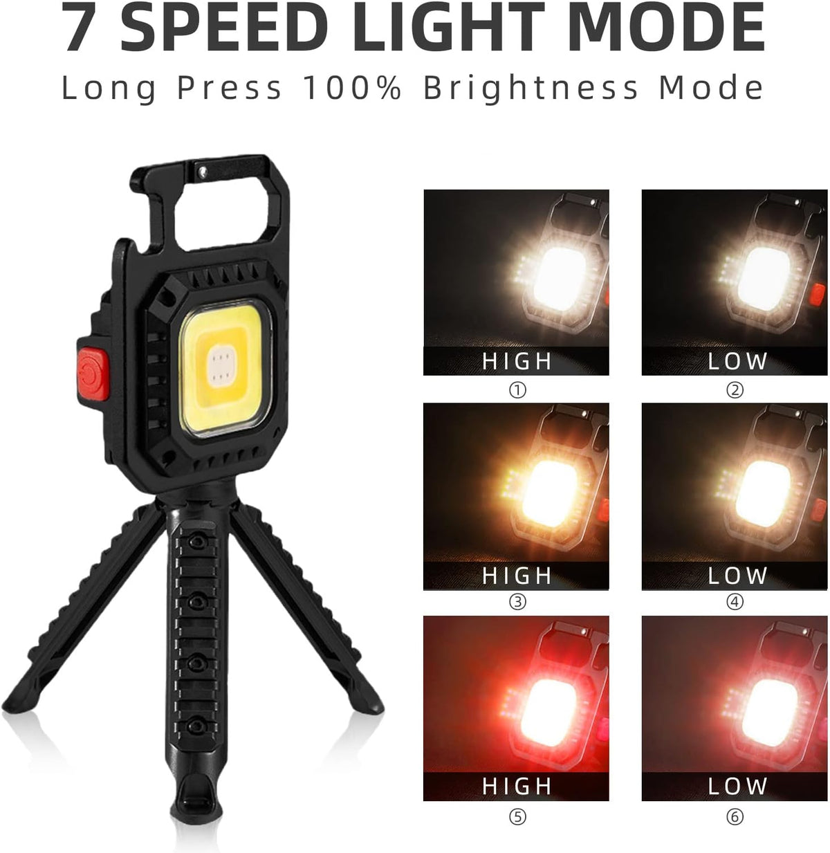 Mini Lampe de Poche COB LED Portable Rechargeable avec Trépied - مصباح متعدد الوظائف مع حامل