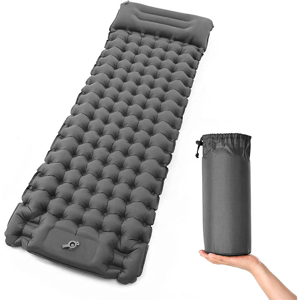 Matelas de Camping Gonflable Portable - فراش التخييم الهوائي القابل للنفخ بالقدم مع وسادة مدمجة