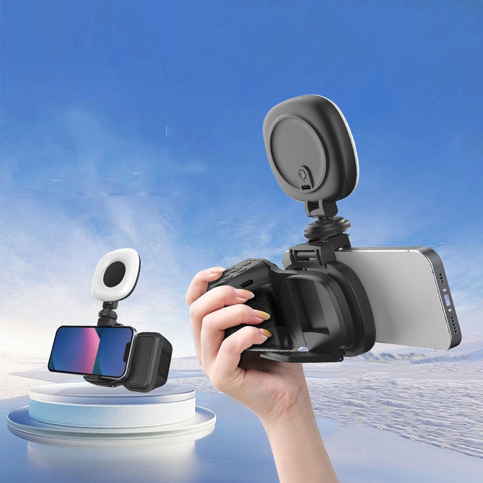 Poignée de Prise de Vue Photo/Vidéo pour Téléphone avec Télécommande et Lumière LED - قبضة التصوير الذكية للهواتف بمؤثرات إضاءة وريموت بلوتوث
