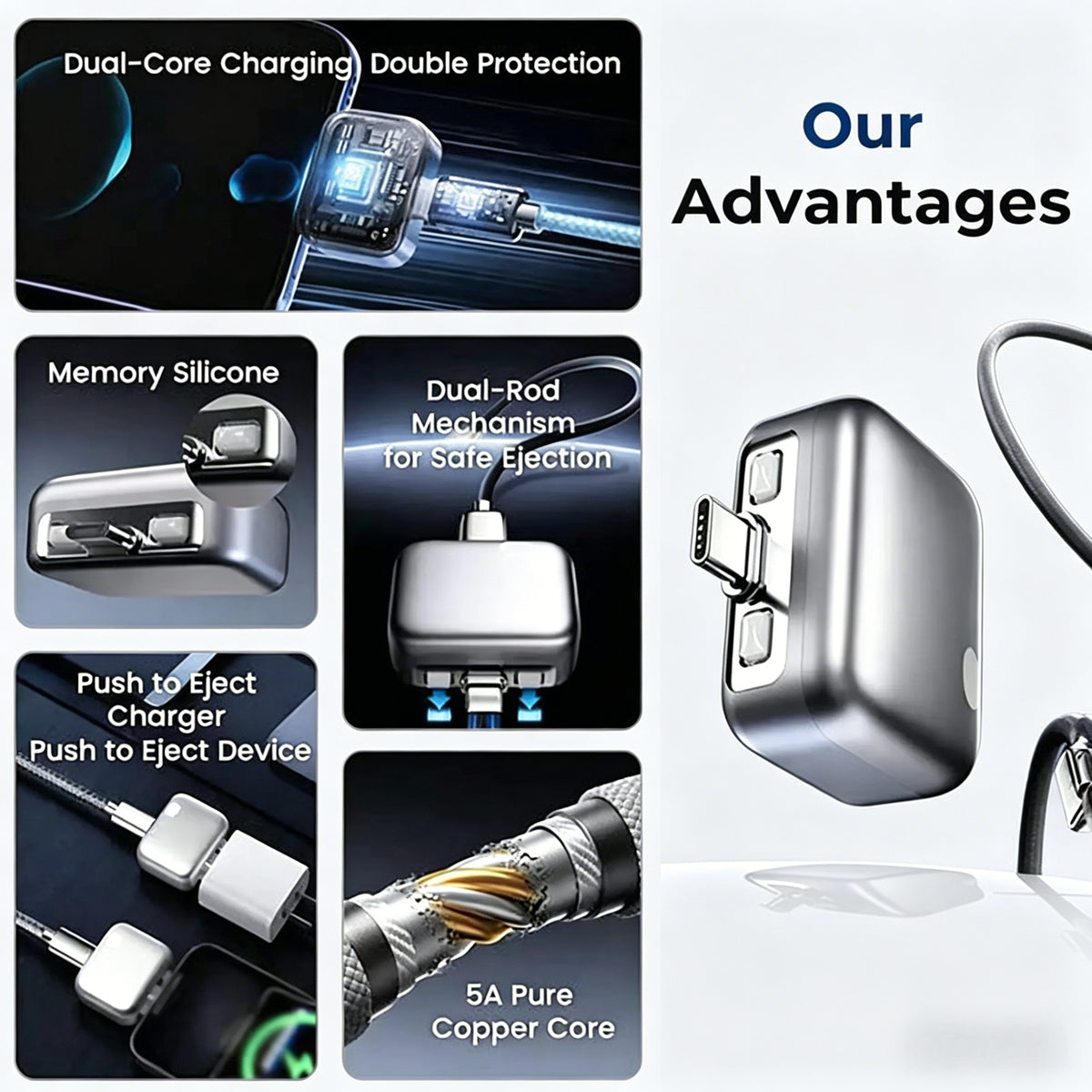 Protecteur de Câble Intelligent avec Éjection Automatique et Anti-Surcharge - وصلة حماية الشاحن الذكية بخاصية الفصل التلقائي