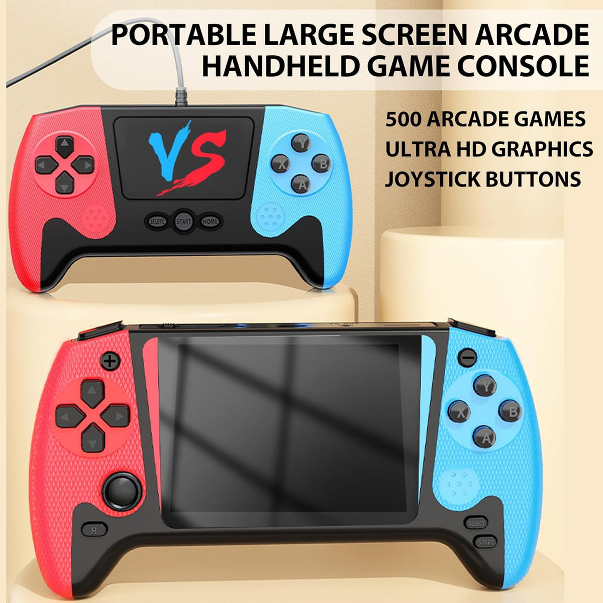 Console de Jeux Rétro Portable avec 500+ Jeux Classiques et Manette Supplémentaire - جهاز الألعاب المحمول ريترو بـ 500 لعبة كلاسيكية مع ذراع تحكم إضافي