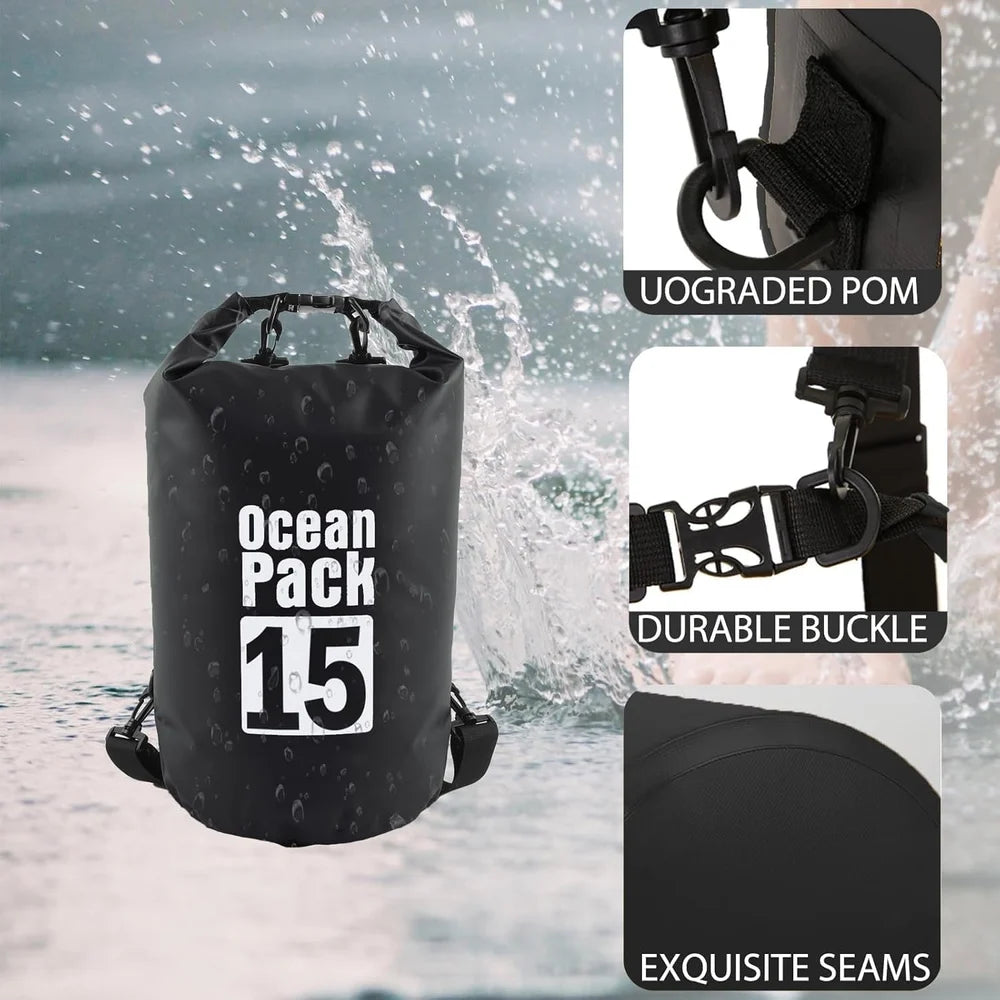 Sac Étanche Ocean Pack Dry Bag 15L Haute Résistance avec Double Bretelles - حقيبة مقاومة للماء بالكامل بسعة 15 لتر
