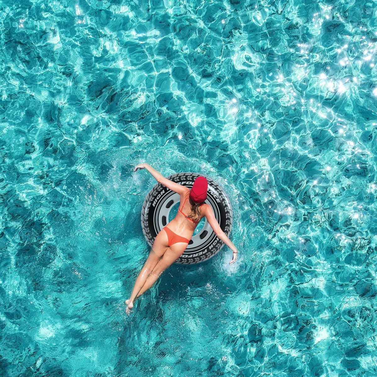 Bouée de Natation Adulte Design Pneu Sport en PVC Haute Résistance - عوامة وعجلة سباحة للبالغين بتصميم إطار السيارة الرياضي