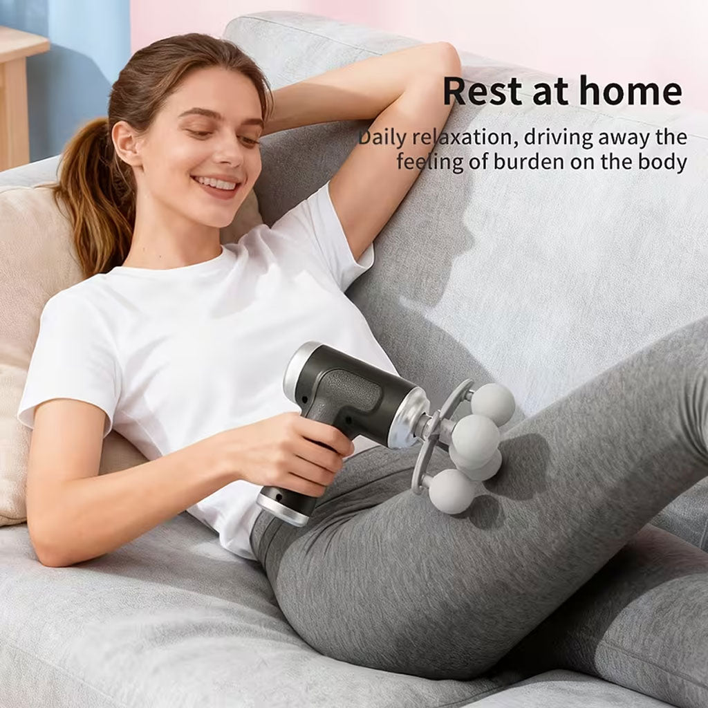 Pistolet de Massage Professionnel avec 9 Têtes Interchangeables pour Relaxation Totale - جهاز تدليك الجسم الاحترافي بـ 9 رؤوس لتدليك الأنسجة العميقة