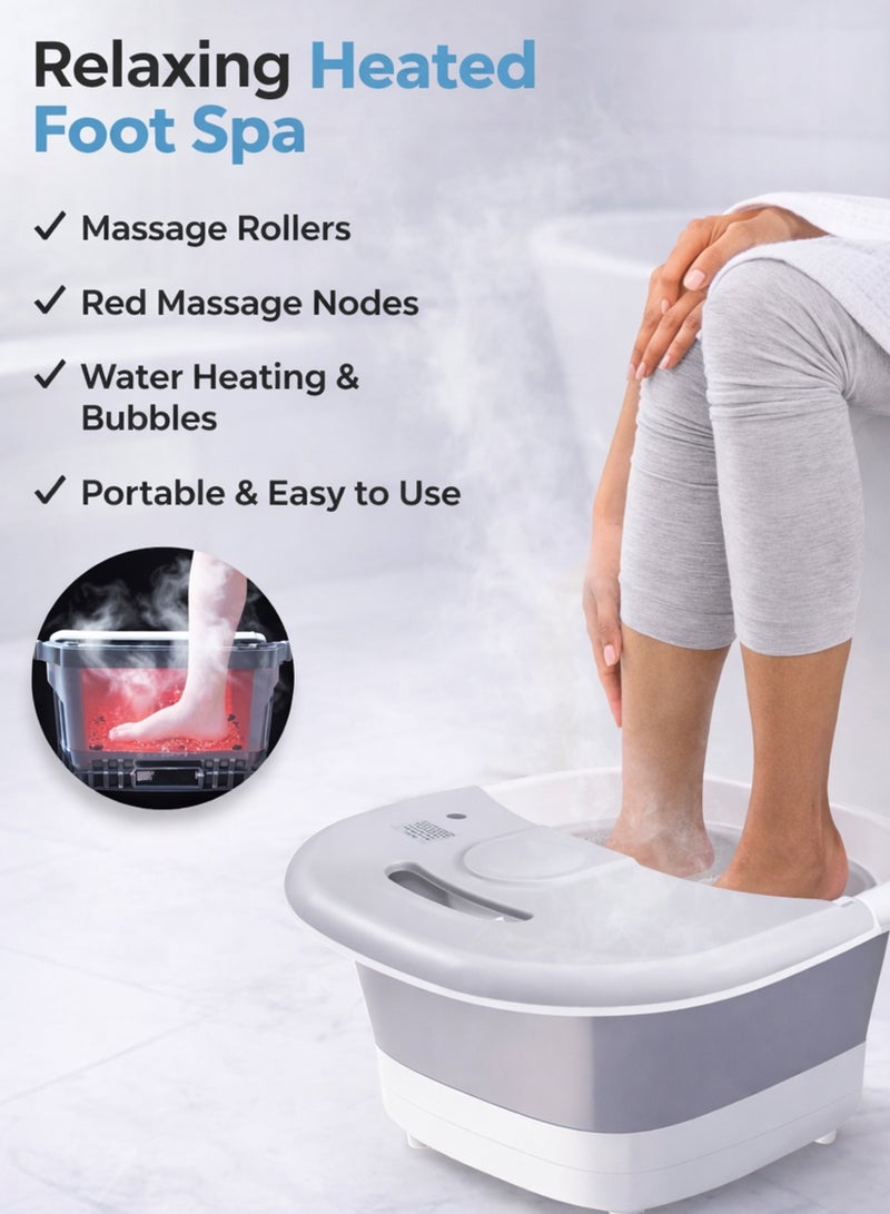 Masseur pour Pieds Pliable Hydromassant et Chauffant avec Rouleaux Shiatsu - جهاز مساج وتدليك القدمين المطور القابل للطي مع خاصية التسخين والفقاعات
