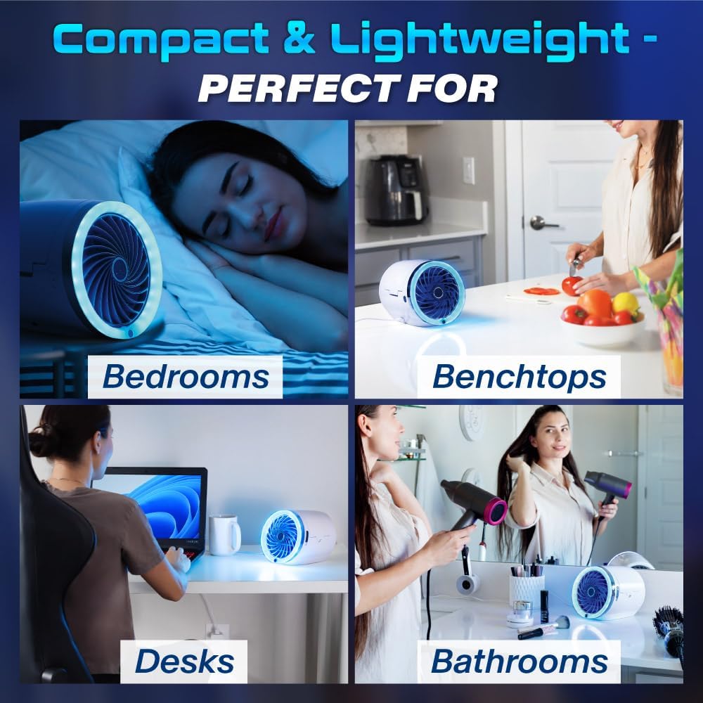 Mini Climatiseur Portable à Glace Technologie Jet Fan, 3 Vitesses et Éclairage LED - مبرد الهواء والثلج المدمج بـ 3 سرعات وإضاءة ملونة