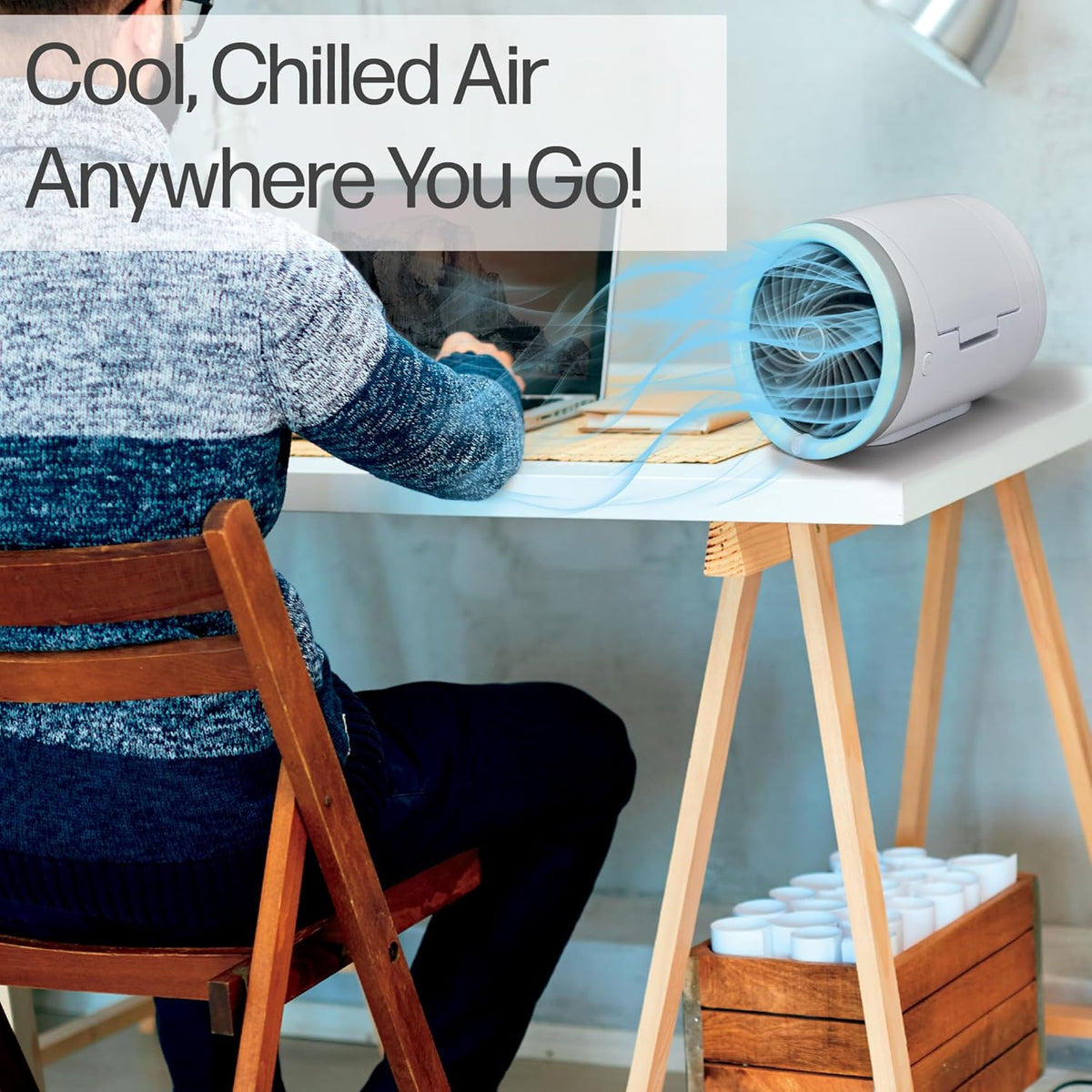 Mini Climatiseur Portable à Glace Technologie Jet Fan, 3 Vitesses et Éclairage LED - مبرد الهواء والثلج المدمج بـ 3 سرعات وإضاءة ملونة