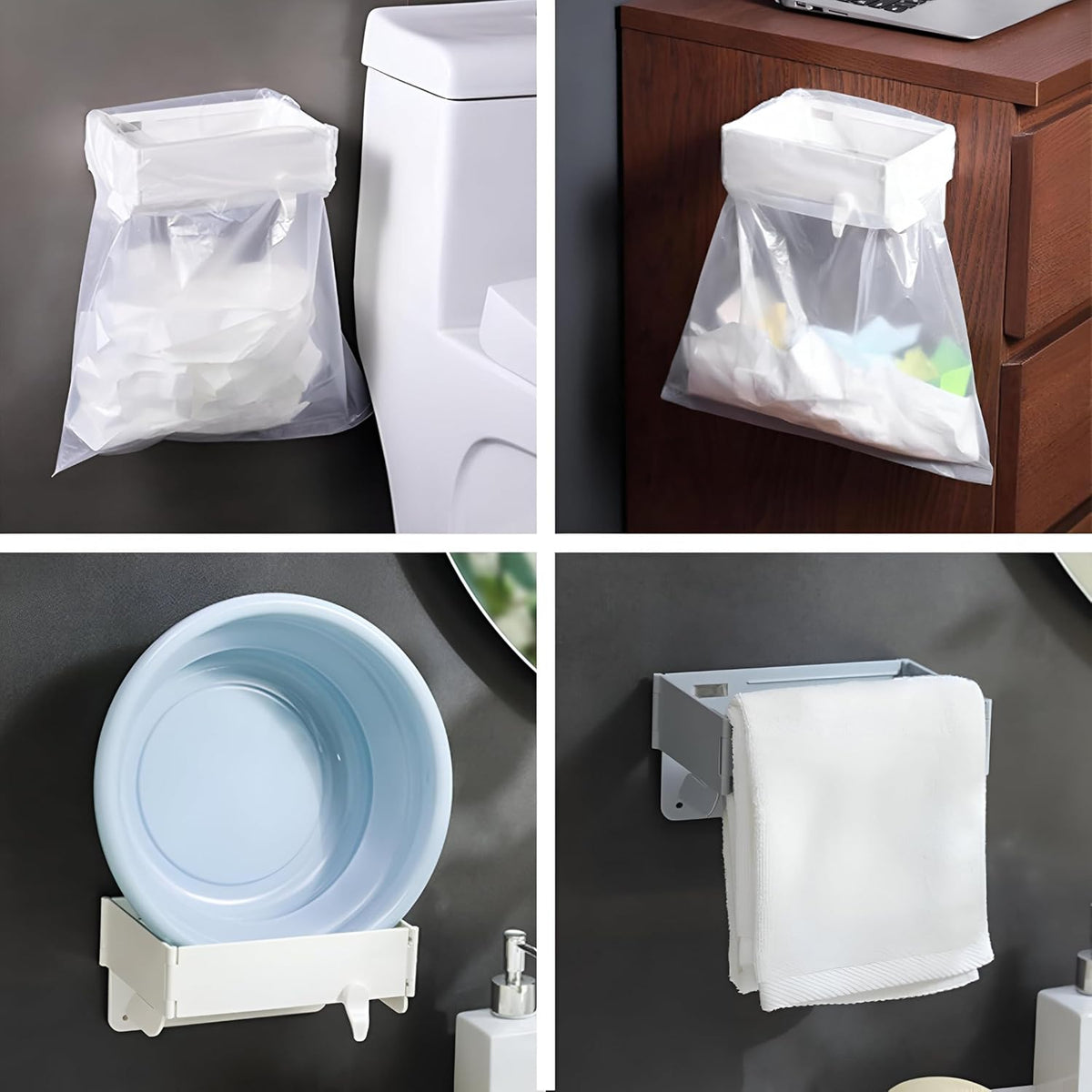 Support de Sac Poubelle Mural et Pliable Fixation Autocollante sans Perçage - حامل وموزع أكياس القمامة الجداري