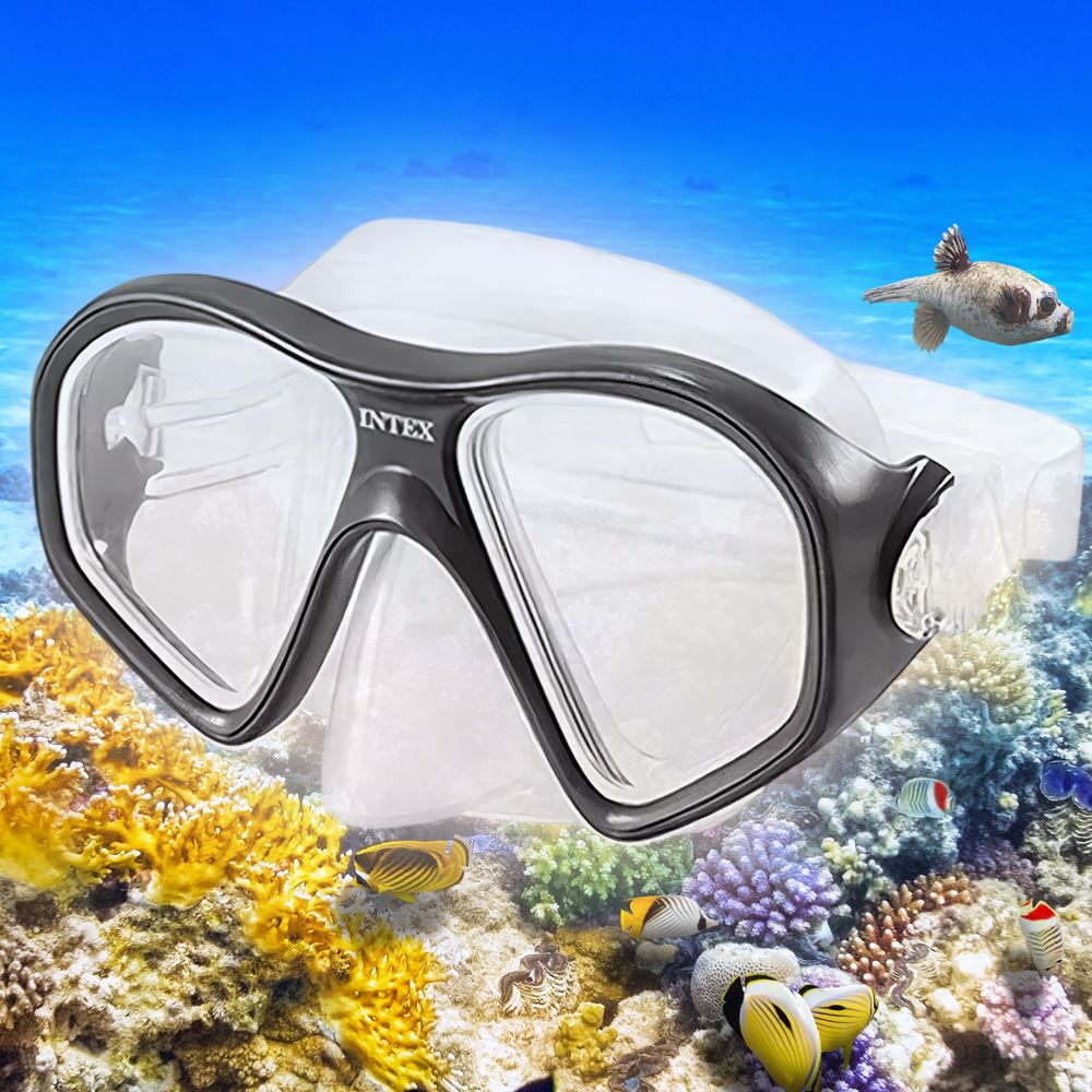 Masque de Plongée Intex Reef Rider 55977 Lentille Polycarbonate et Sangle Réglable - قناع الغوص والسباحة الاحترافي