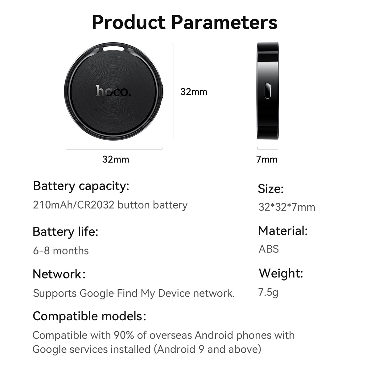 Traceur Intelligent HOCO E96A Android Localisateur Bluetooth via Réseau Google Find My Device - جهاز التتبع ومحدد المواقع الذكي لهواتف أندرويد