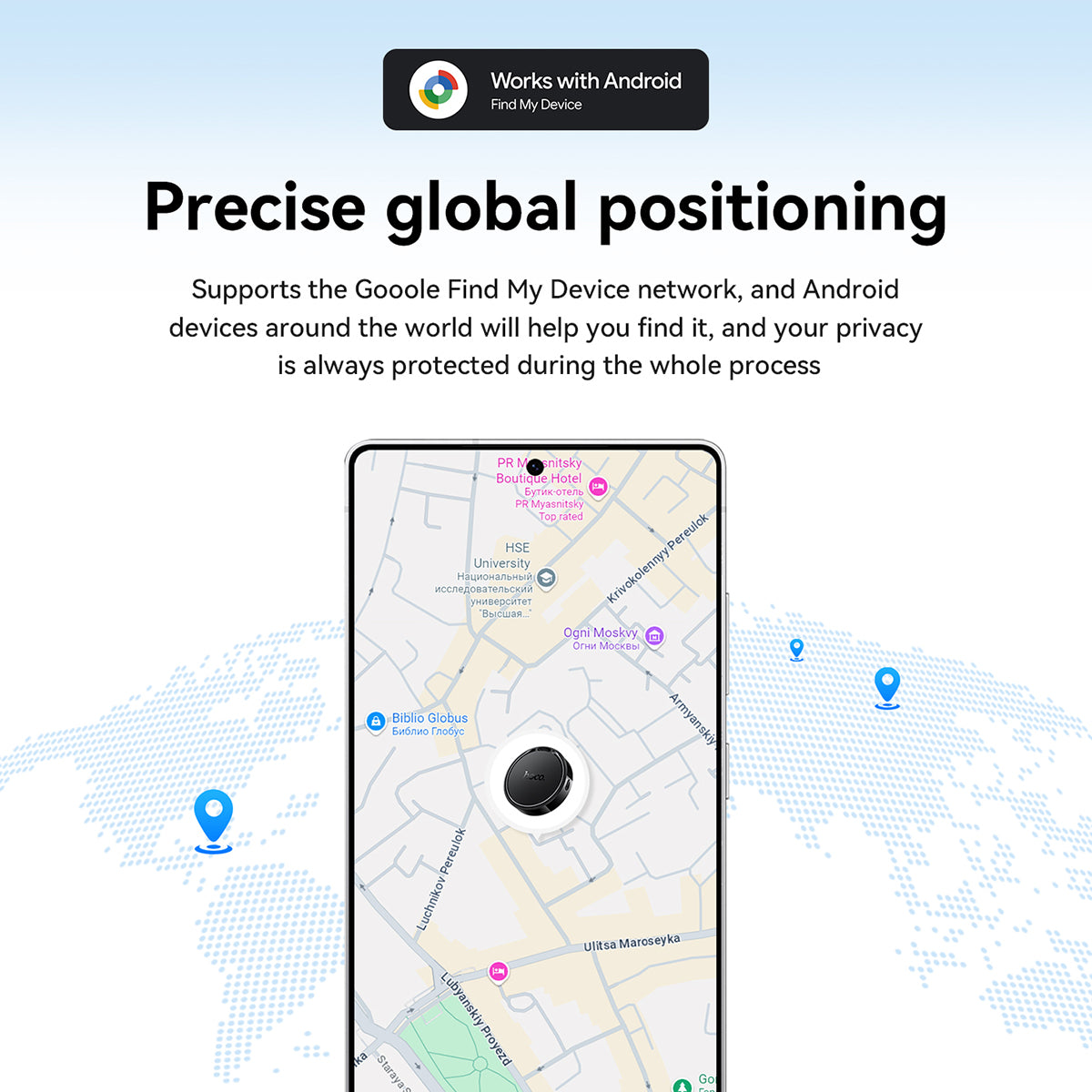 Traceur Intelligent HOCO E96A Android Localisateur Bluetooth via Réseau Google Find My Device - جهاز التتبع ومحدد المواقع الذكي لهواتف أندرويد