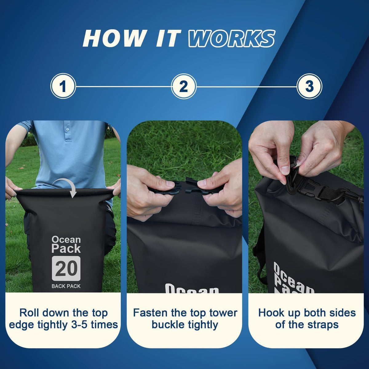 Sac Étanche Ocean Pack 20L Protection Waterproof Totale pour Kayak et Plage - حقيبة الظهر المائية المضادة للماء والتمزق أوشن باك (20 لتر)