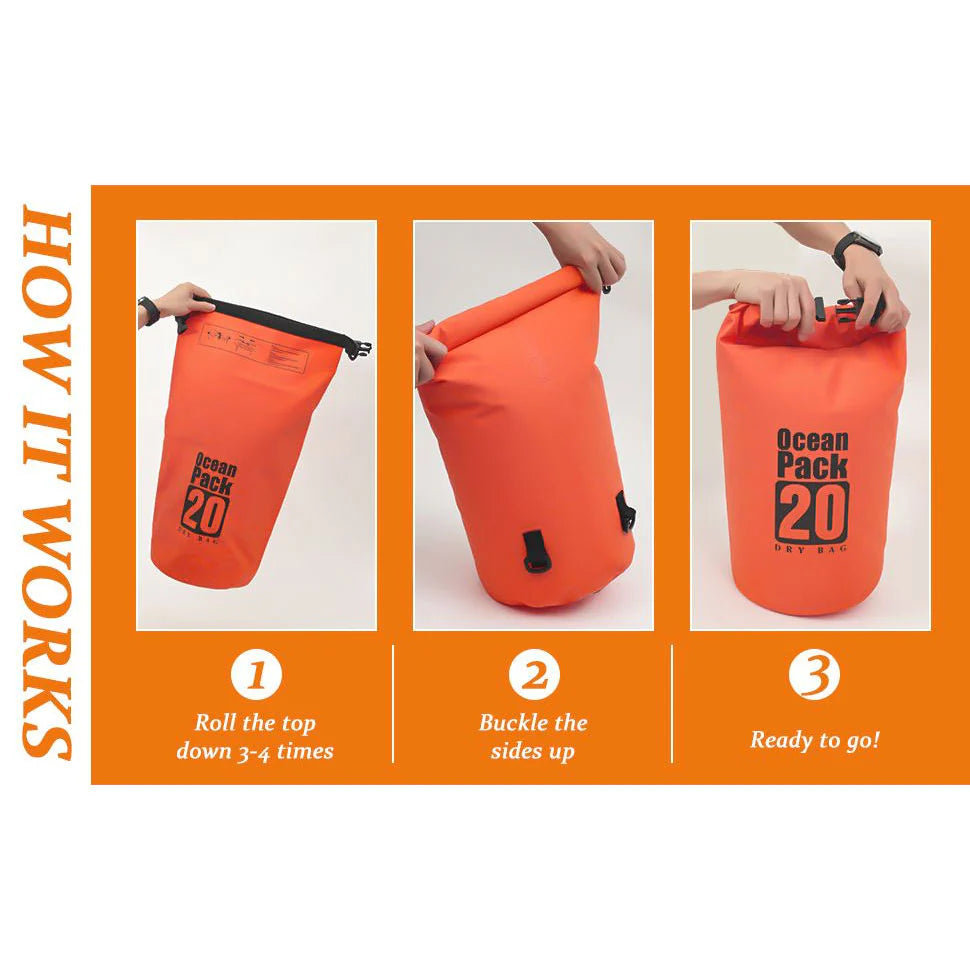Sac Étanche Ocean Pack 20L Protection Waterproof Totale pour Kayak et Plage - حقيبة الظهر المائية المضادة للماء والتمزق أوشن باك (20 لتر)