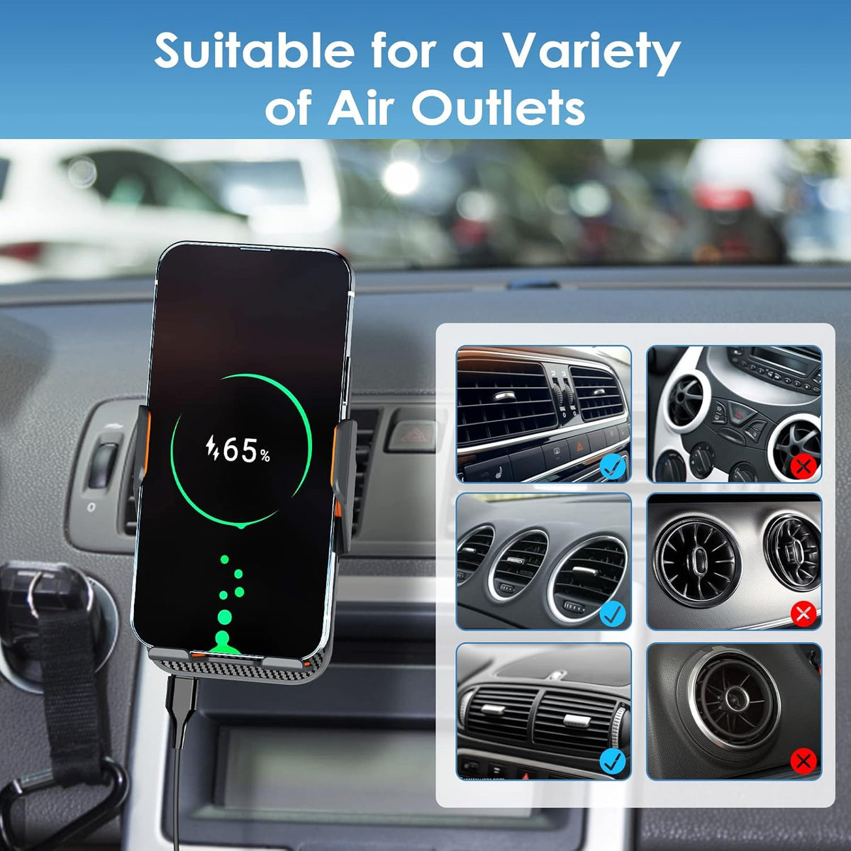 Support Auto Chargeur Sans Fil Qi 15W avec Capteur Intelligent - شاحن وحامل الهاتف اللاسلكي الذكي للسيارات