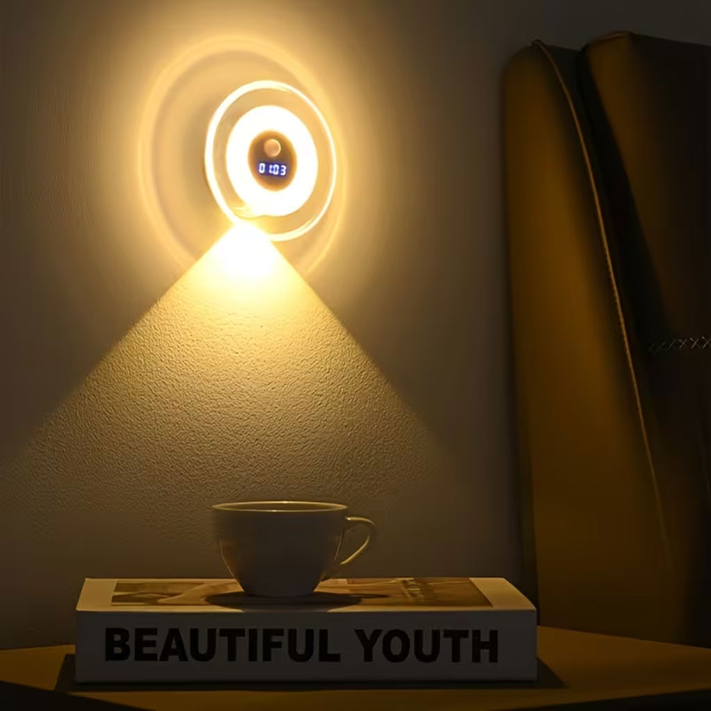 Applique Murale LED Intelligente Avec Capteur de Mouvement Écran Horloge Numérique - مصباح الحائط الذكي بمستشعر حركة وشاشة رقمية لعرض الوقت