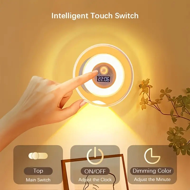 Applique Murale LED Intelligente Avec Capteur de Mouvement Écran Horloge Numérique - مصباح الحائط الذكي بمستشعر حركة وشاشة رقمية لعرض الوقت
