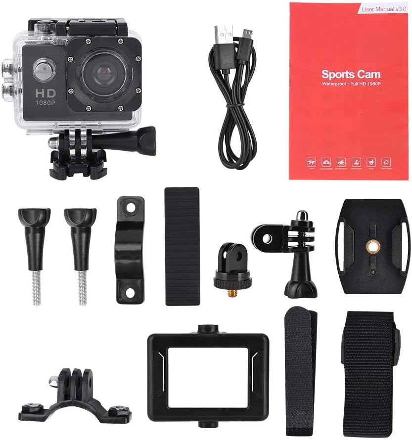 Caméra d'Action Sport Ultra HD 1080P Écran LCD Boîtier Étanche 30M Objectif Grand Angle 140° - كاميرا الحركة والرياضات الخارجية مقاومة للماء