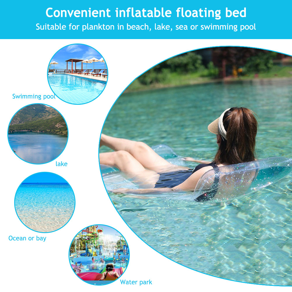 Hamac de Piscine Flottant Multifonction 4en1 Design Glitter, Confort Aquatique - أرجوحة المسبح العائمة والمريحة 4 في 1 بنسيج شبكي متين