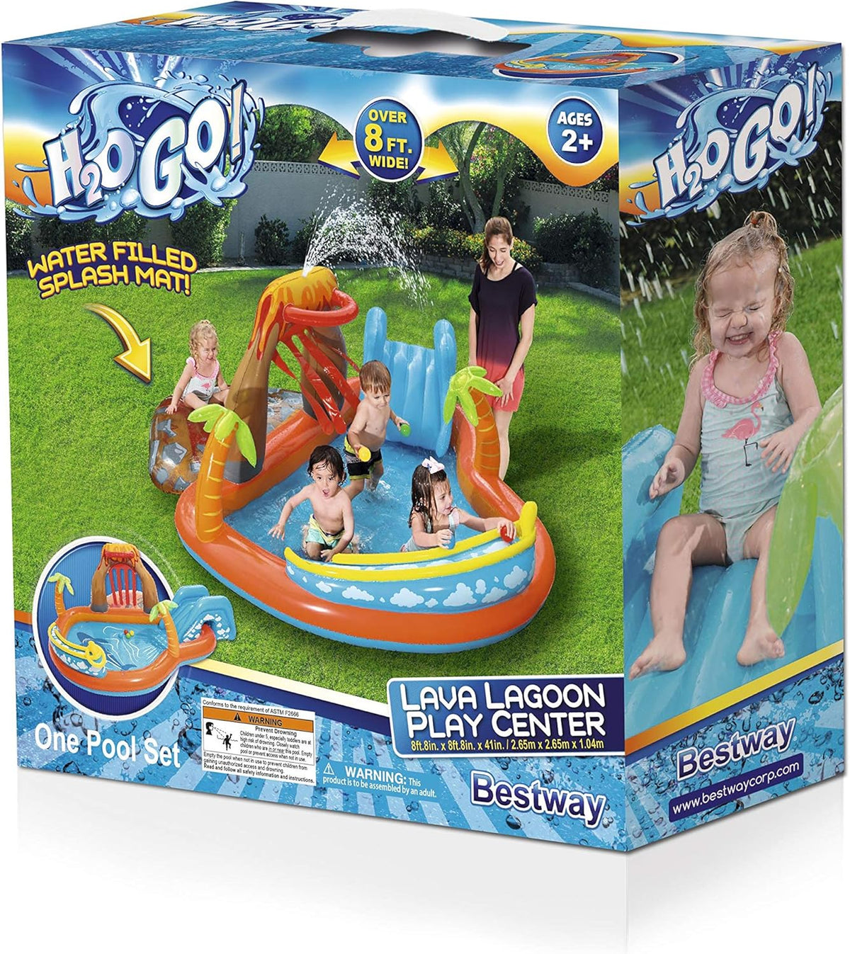Air de Jeux Gonflable Bestway 53069 Lava Lagoon Toboggan Amovible et Fontaine à Eau - مركز الألعاب المائي المتكامل للأطفال