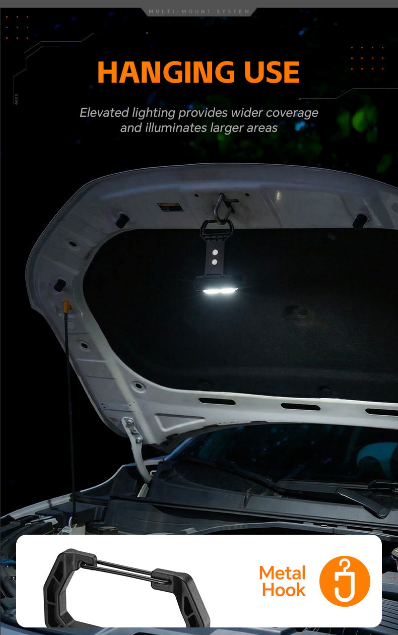 Lampe de Travail Portable pour Multi-usages Base Magnétique Rechargeable USB - مصباح محمول متعدد الوظائف بقاعدة مغناطيسية