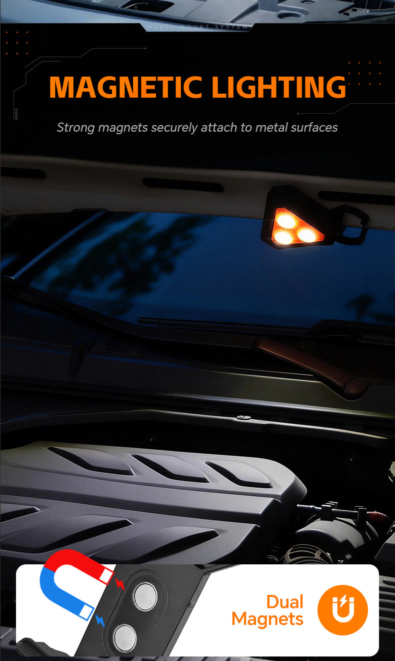 Lampe de Travail Portable pour Multi-usages Base Magnétique Rechargeable USB - مصباح محمول متعدد الوظائف بقاعدة مغناطيسية