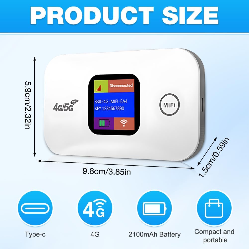 Bevot Routeur WiFi Portable 4G LTE Pocket Écran LED Couleur - مودم وجهاز واي فاي محمول بشاشة ذكية وبطارية