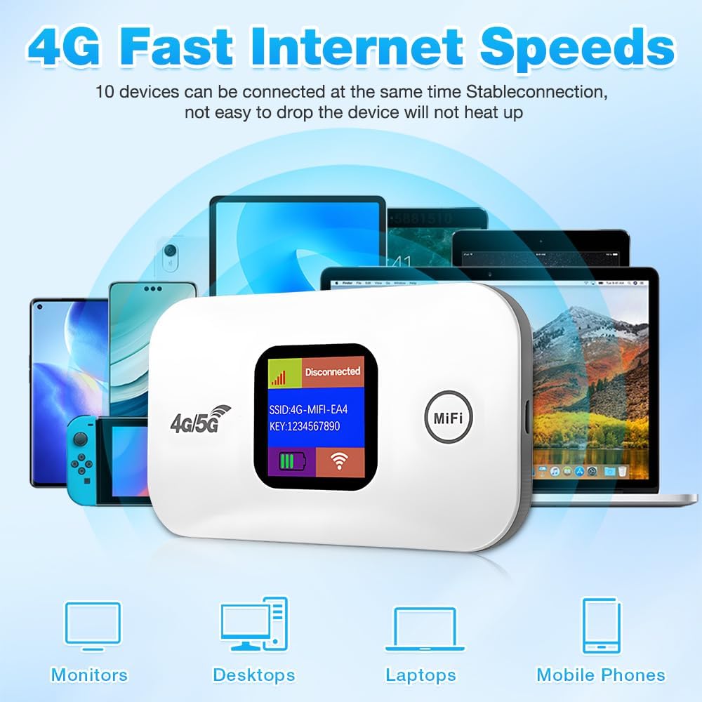 Bevot Routeur WiFi Portable 4G LTE Pocket Écran LED Couleur - مودم وجهاز واي فاي محمول بشاشة ذكية وبطارية