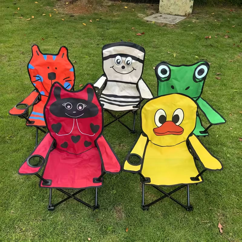 chaise Pliable de Camping pour Enfants Structure En Acier avec Porte-Gobelet et Sac de Transport - كرسي تخييم قابل للطي للأطفال