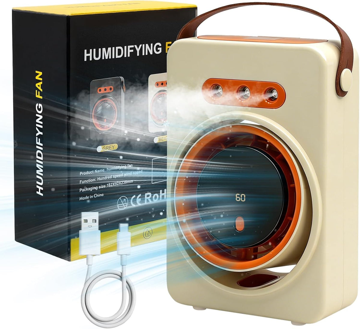 Mini Purificateur et Refroidisseur d'Air Portable 4en1 5 Vitesses - مبرد ومكيف هواء محمول 4 في 1 برذاذ الماء وبطارية قابلة للشحن