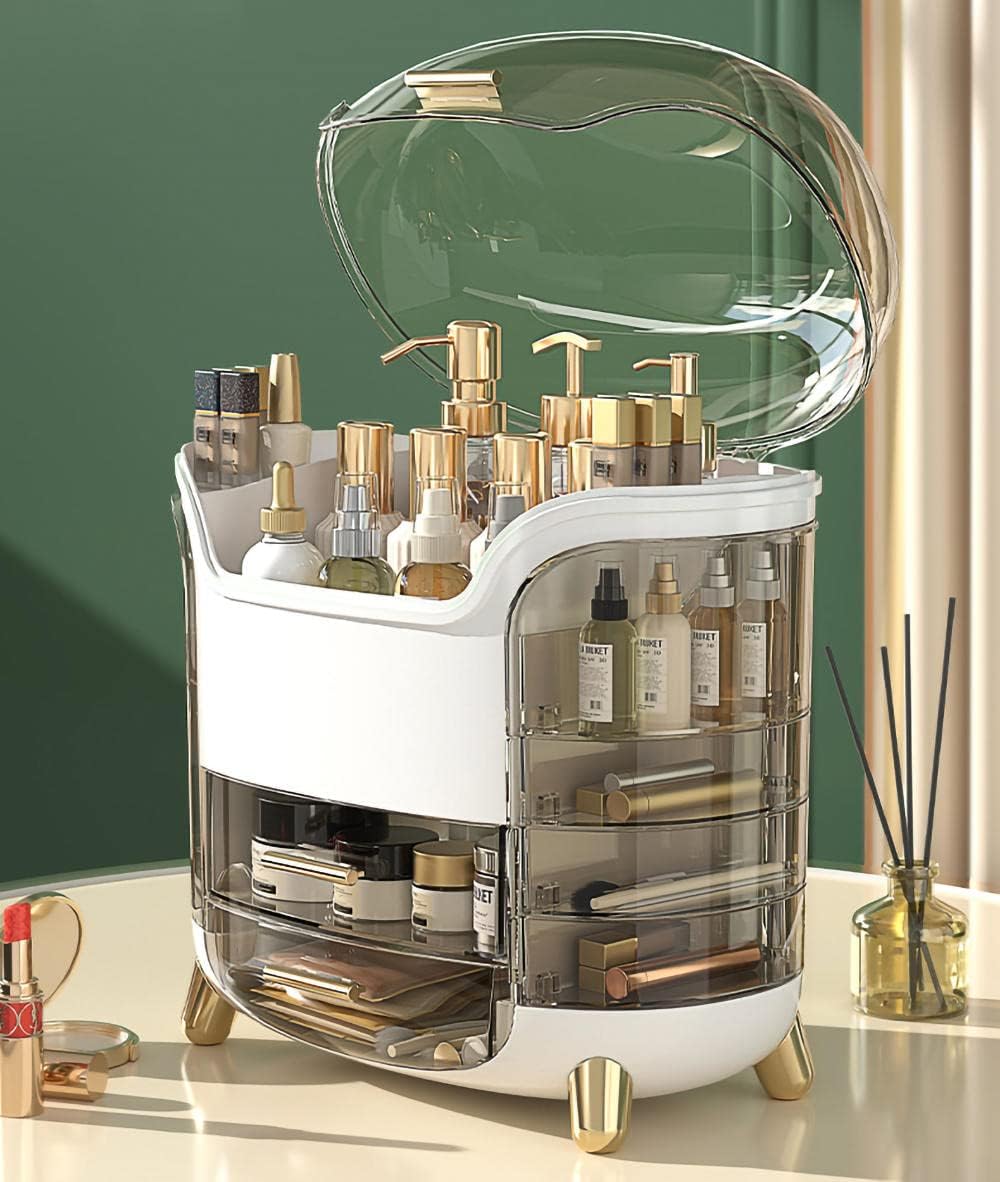 Boîte d'Organisation et Rangement de Maquillage Grande Capacité - منظم وصندوق أدراج للمكياج والمستحضرات بتصميم شفاف وعصري