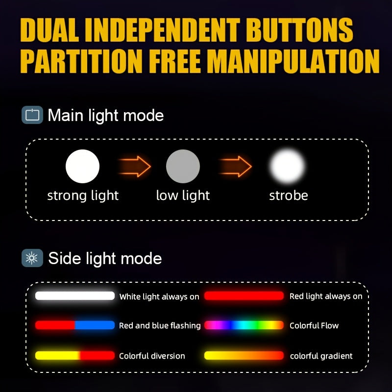 Lampe de Vélo Rechargeable Z-838 Multi-Fonction - Éclairage LED Puissant Lumière Latérale RGB - مصباح دراجة متعدد الوظائف مع إضاءة جانبية ملونة ومغناطيس قوي