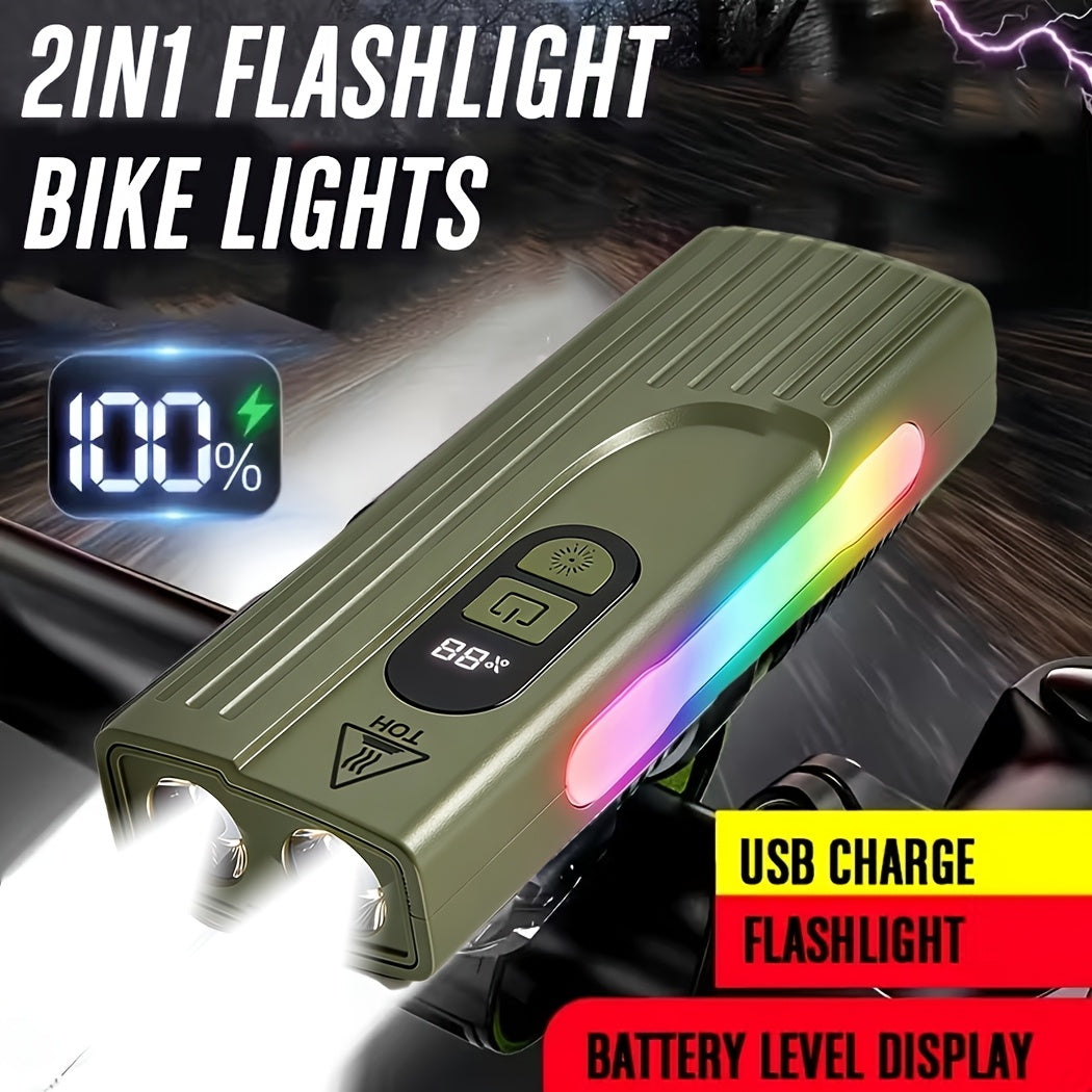 Lampe de Vélo Rechargeable Z-838 Multi-Fonction - Éclairage LED Puissant Lumière Latérale RGB - مصباح دراجة متعدد الوظائف مع إضاءة جانبية ملونة ومغناطيس قوي