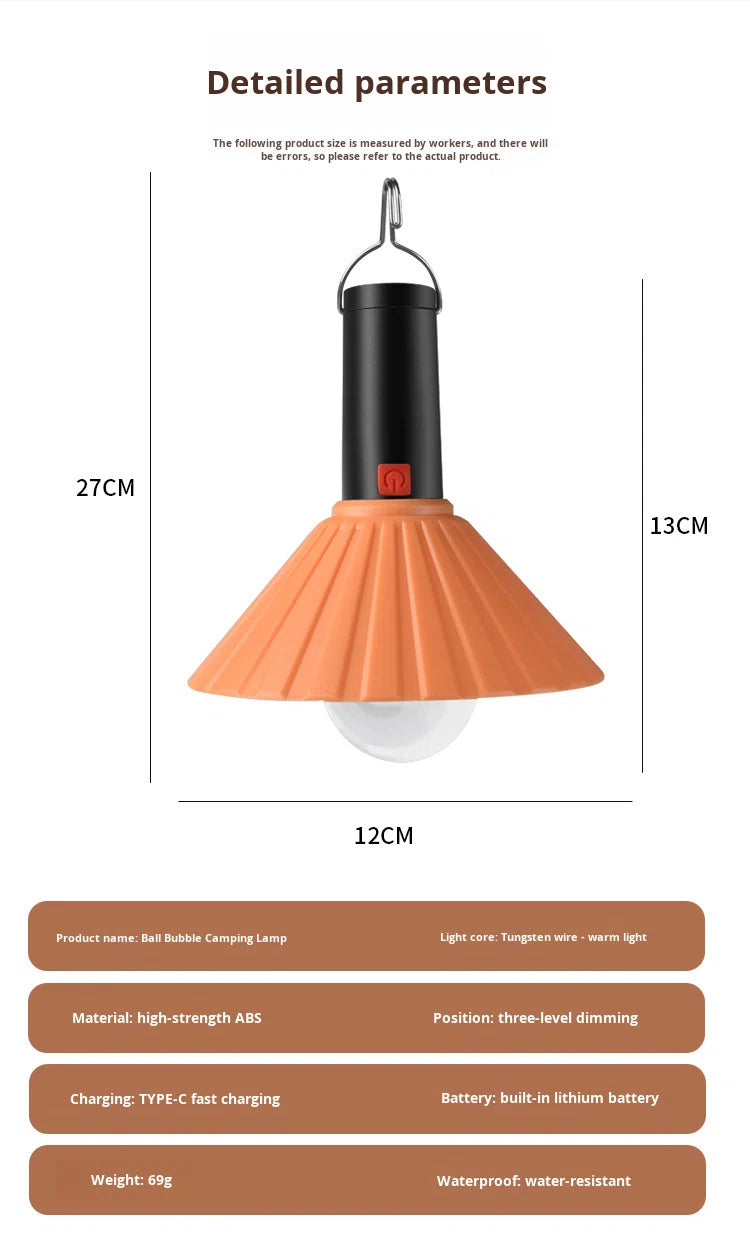 Lanterne de Camping Rechargeable 3 Niveaux de Luminosité avec Crochet de Suspension - مصباح تخييم وطوارئ قابل للشحن مع خطاف تعليق و3 مستويات إضاءة