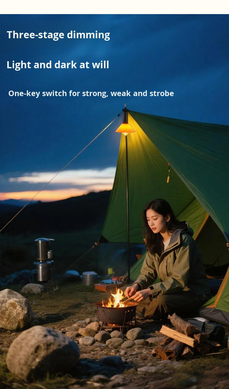 Lanterne de Camping Rechargeable 3 Niveaux de Luminosité avec Crochet de Suspension - مصباح تخييم وطوارئ قابل للشحن مع خطاف تعليق و3 مستويات إضاءة