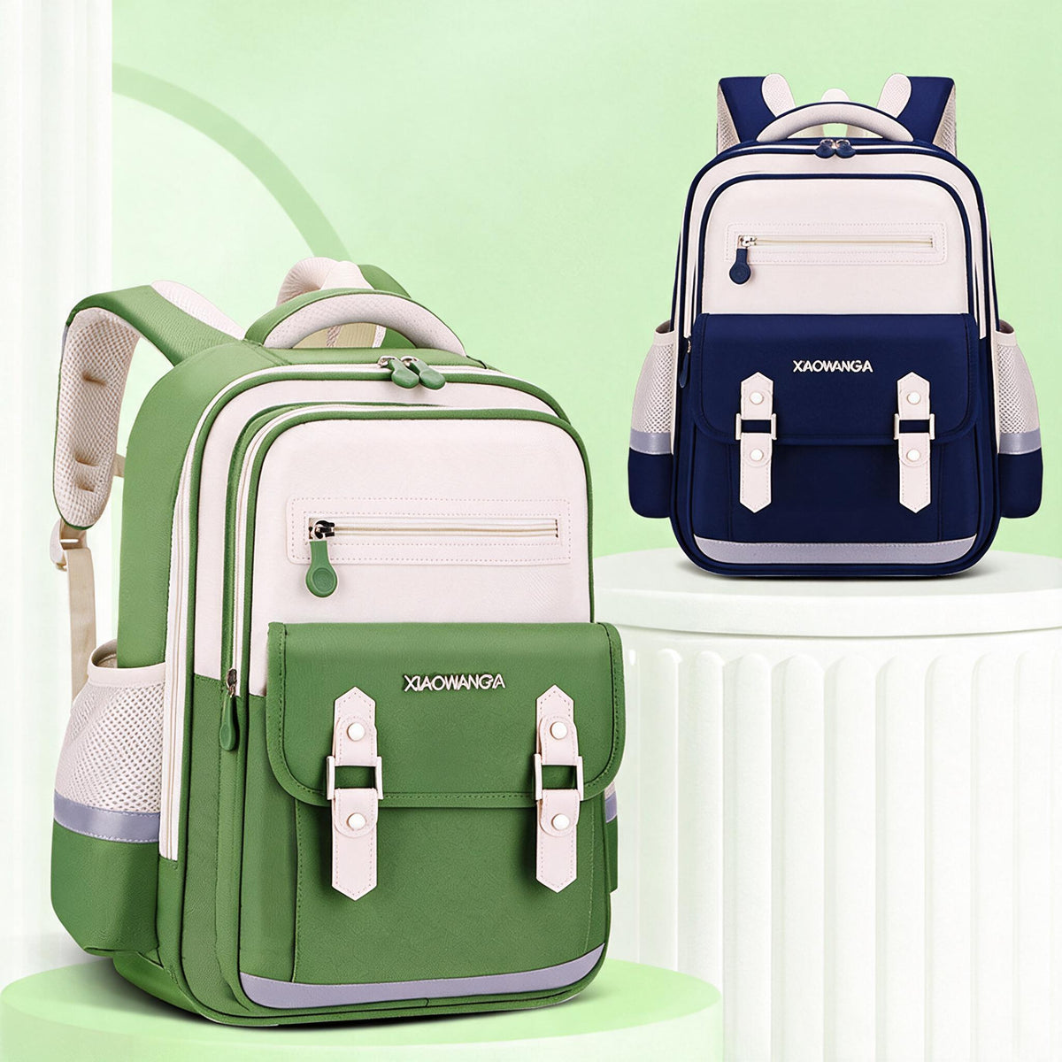 Sac à Dos Scolaire Style Kawaii Grand Volume Tissu Imperméable Vert SACKDS08VT - حقيبة مدرسية بتصميم كاوايي