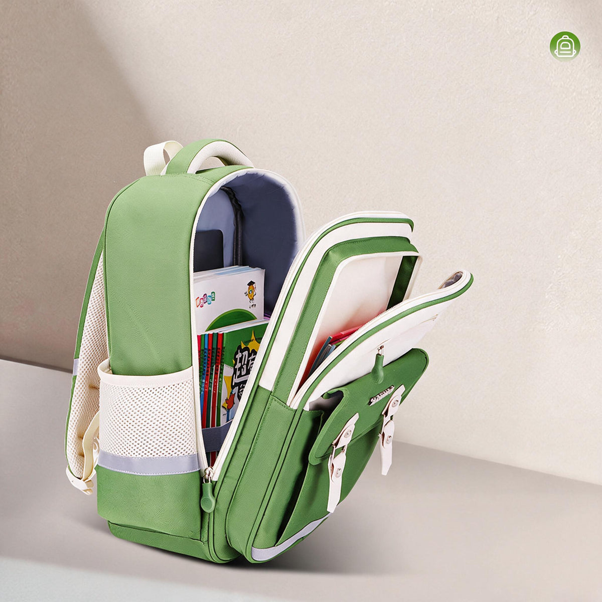 Sac à Dos Scolaire Style Kawaii Grand Volume Tissu Imperméable Vert SACKDS08VT - حقيبة مدرسية بتصميم كاوايي