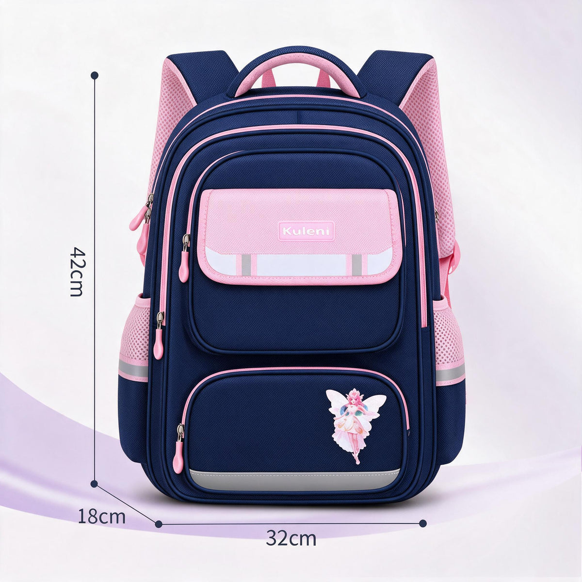 Sac à Dos Scolaire Style Kawaii Grand Volume Tissu Imperméable Rose et Bleu SACKDS07RSB - حقيبة مدرسية بتصميم كاوايي