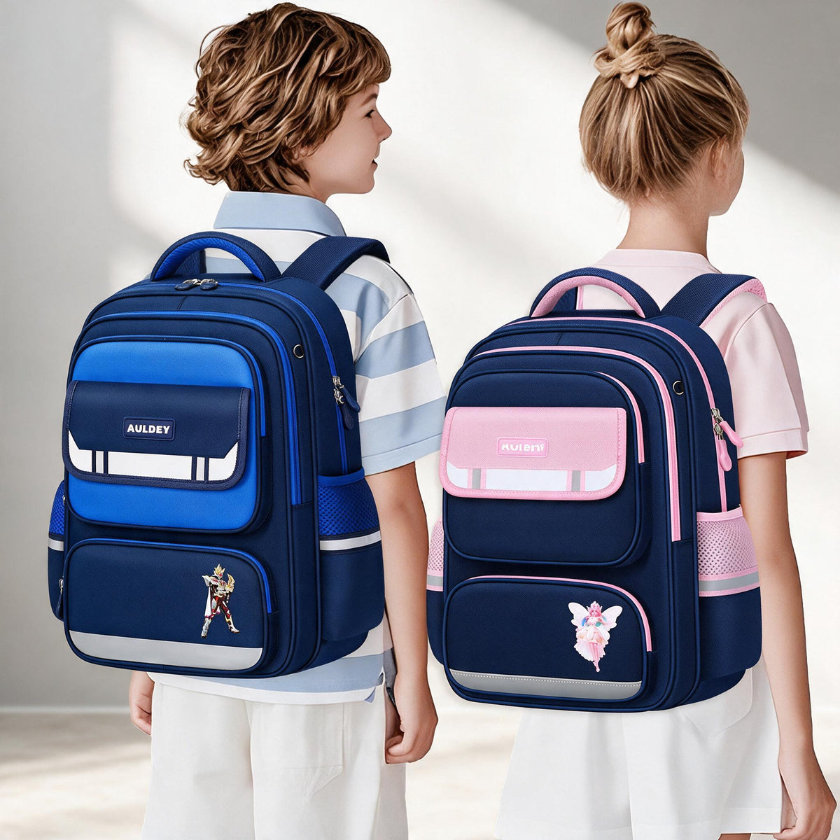 Sac à Dos Scolaire Style Kawaii Grand Volume Tissu Imperméable Bleu SACKDS07B - حقيبة مدرسية بتصميم كاوايي