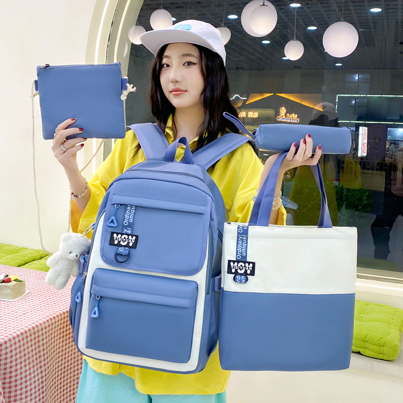 Sac à Dos Multifonctionnel Kawaii Grand Volume Imperméable et Résistant 4Pcs Bleu SACKDS12BL - حقيبة ظهر بعدة قطع بتصميم كاوايي