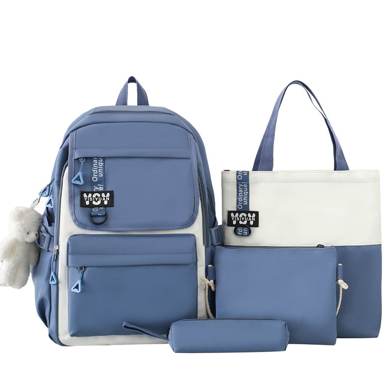 Sac à Dos Multifonctionnel Kawaii Grand Volume Imperméable et Résistant 4Pcs Bleu SACKDS12BL - حقيبة ظهر بعدة قطع بتصميم كاوايي