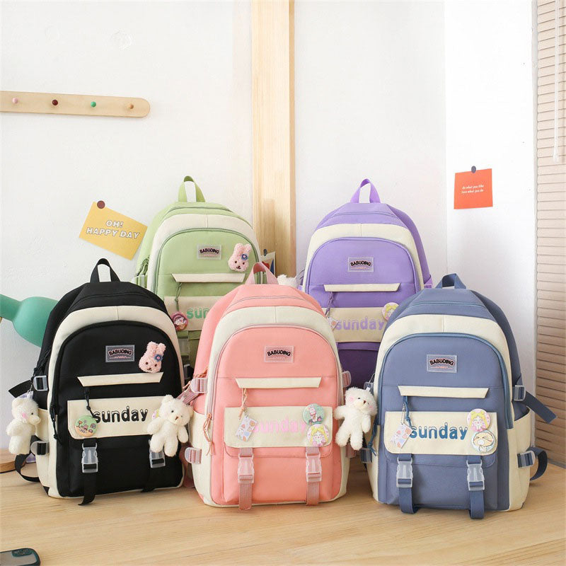 Sac à Dos Multifonctionnel Kawaii Grand Volume Imperméable et Résistant 5Pcs Noir SACKDS14N - حقيبة ظهر بعدة قطع بتصميم كاوايي