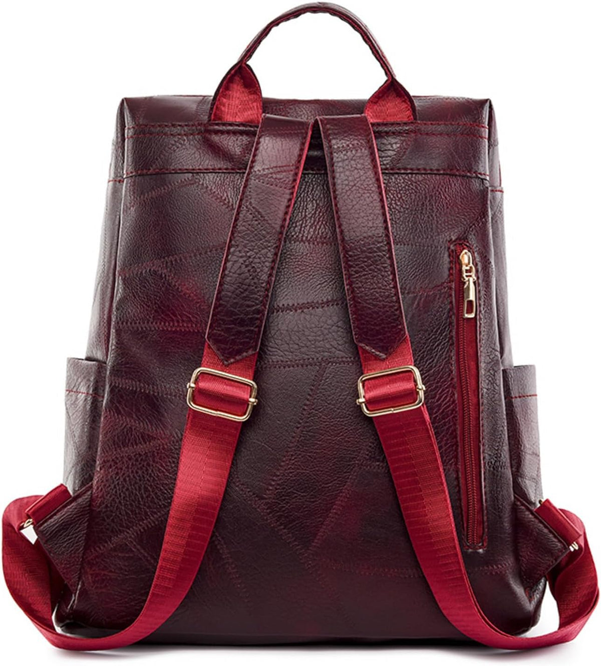 Sac à dos rétro en cuir synthétique pour femme Grenat - حقيبة ظهر نسائية من الجلد
