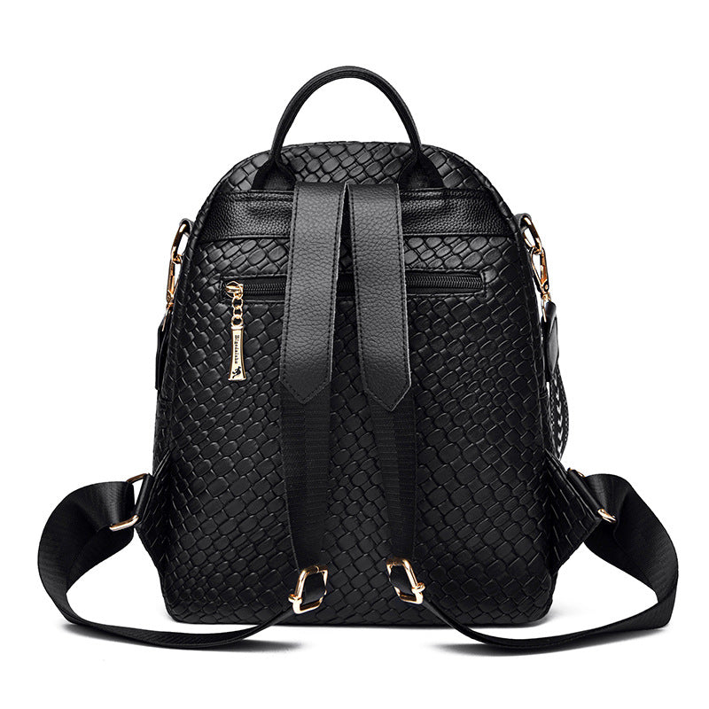 Sac à Dos Femme en Cuir Tressé Élégant avec Ceinture D'Épaule Convertible - حقيبة ظهر جلدية للنساء بتصميم فاخر