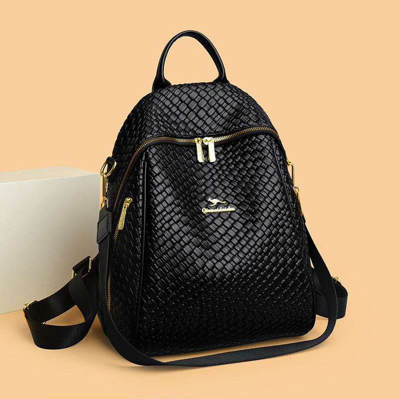 Sac à Dos Femme en Cuir Tressé Élégant avec Ceinture D'Épaule Convertible - حقيبة ظهر جلدية للنساء بتصميم فاخر